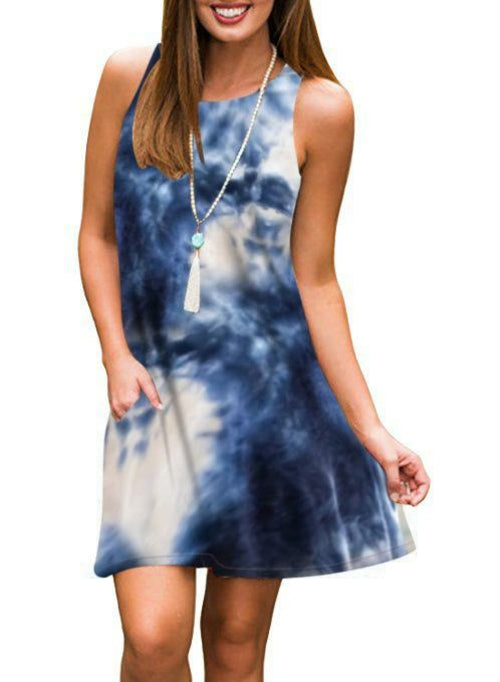 Women's Casual Floral Print Sleeveless Tank Dress 