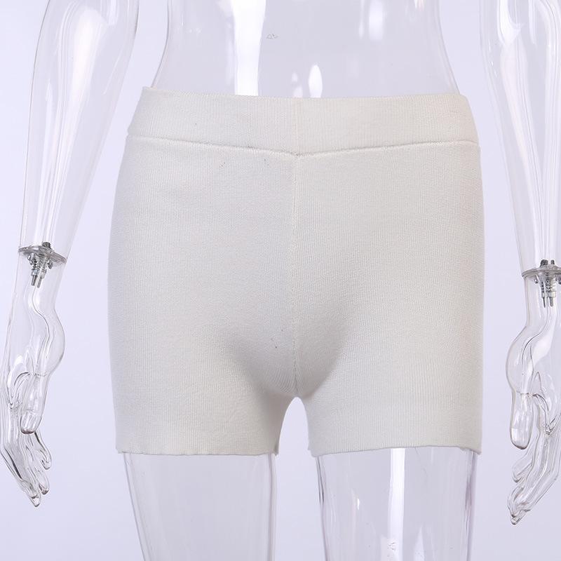 White Black High Waist Women Knitted Biker Bodycon Shorts