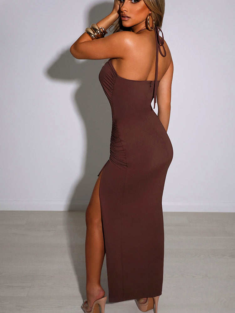 Articat Sleeveless Sexy Female Midi Backless Dresses Slim Night Club