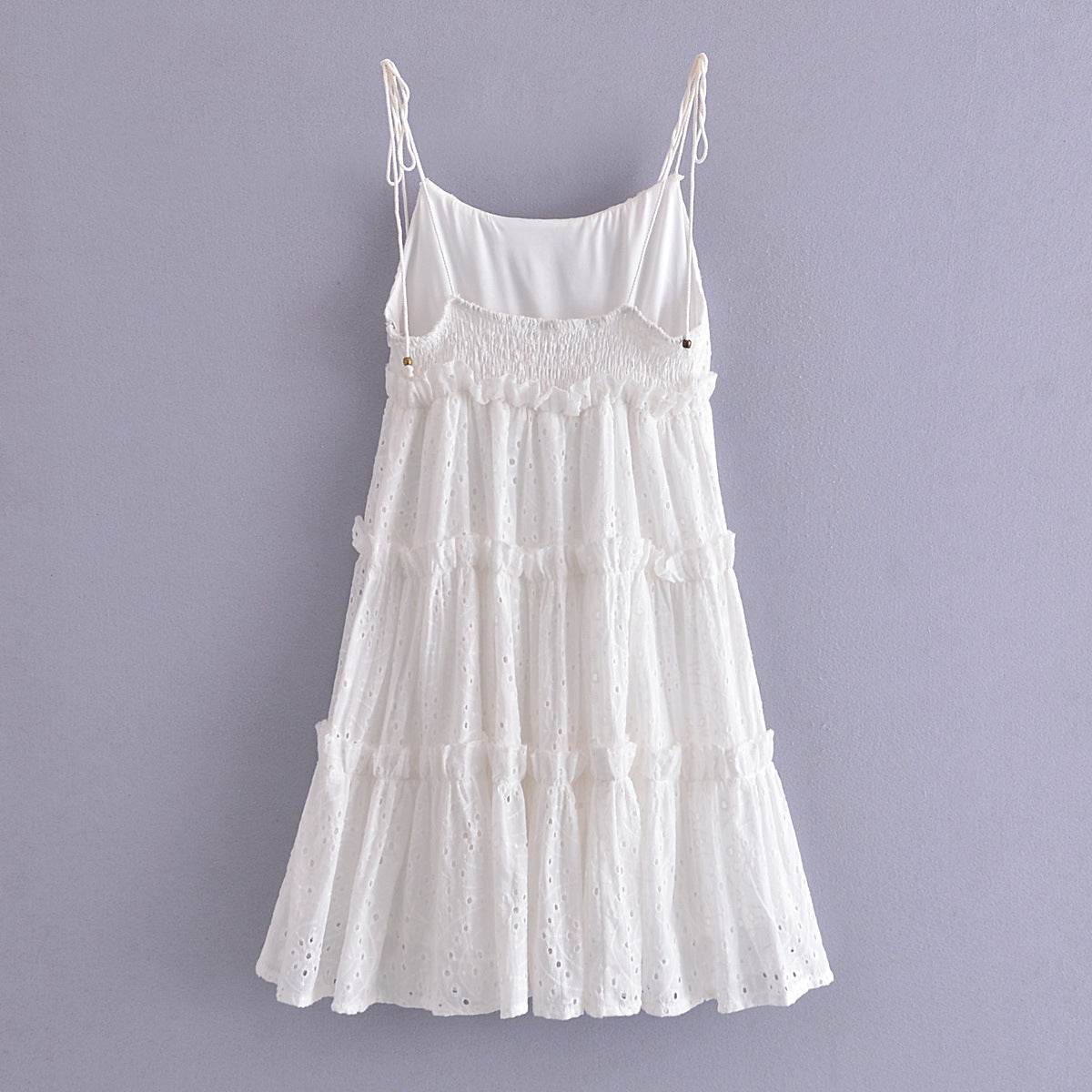 White Eyelet Dress Layered Ruffle Summer Dress