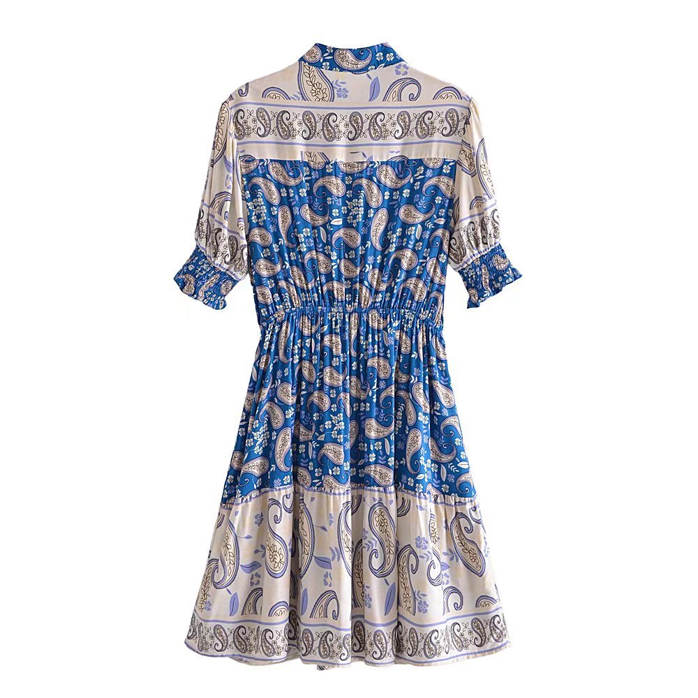 Ruffled Summer Dress Short Sleeve Elastic Waist Summer Dress